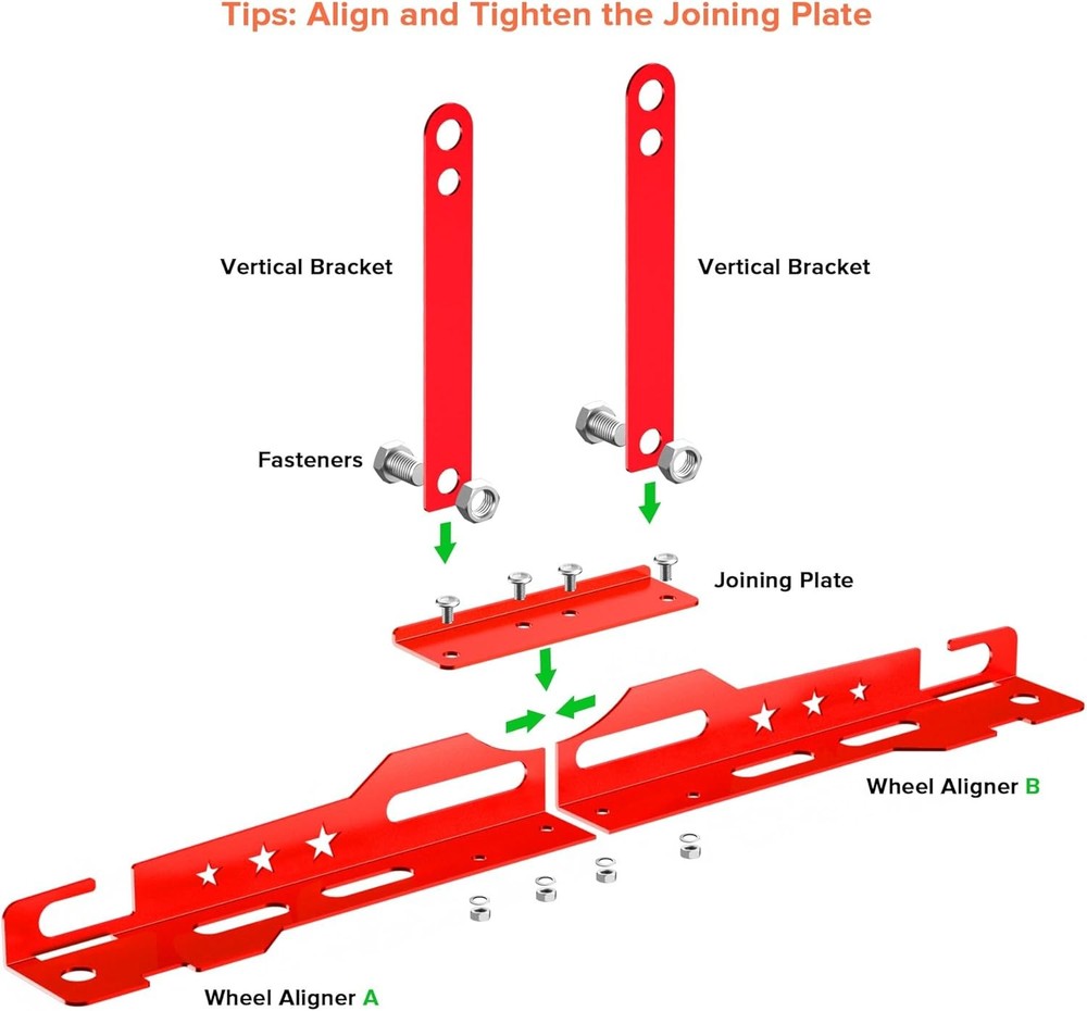 Upgraded Wheel Alignment Tool Kit, Toe Alignment Tool Plates with Extension Arms