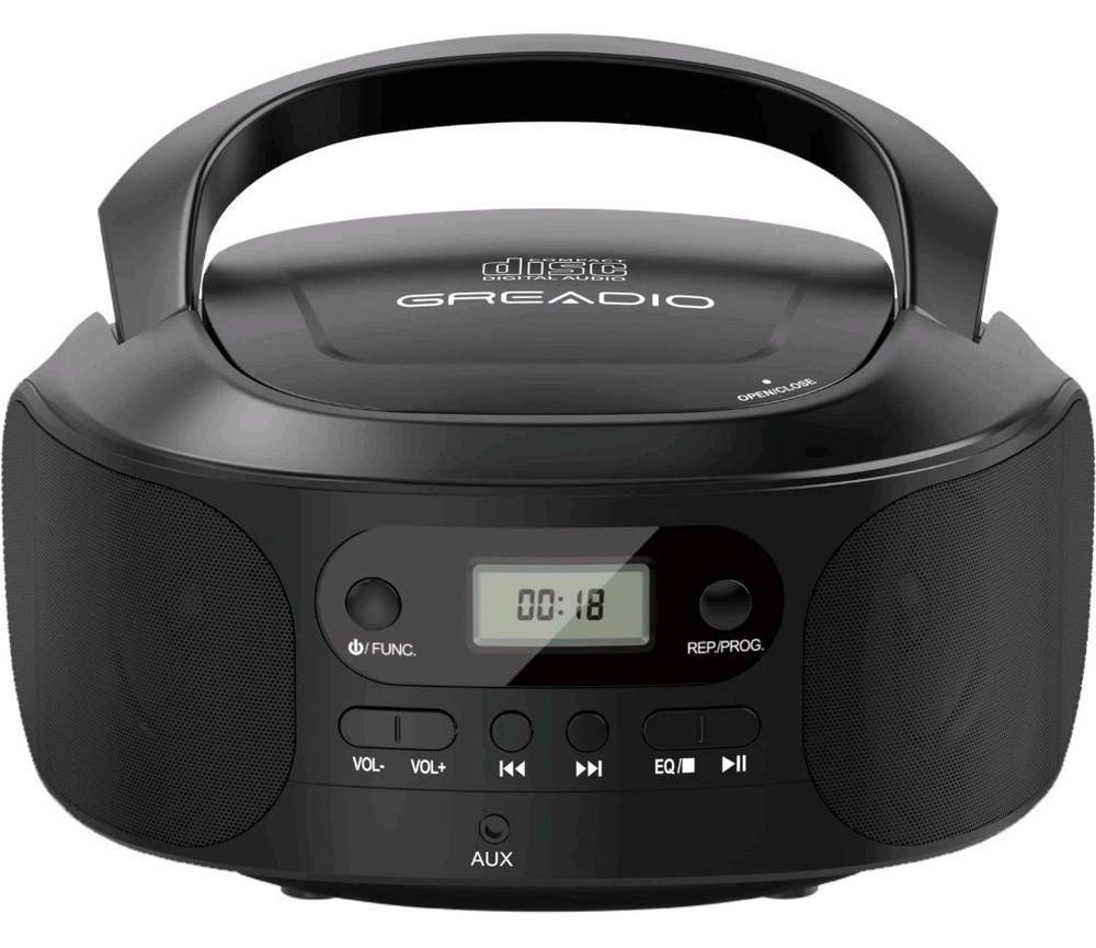 Greadio CD Boombox Player with AUX Input, Portable Boombox Player, *Programmable