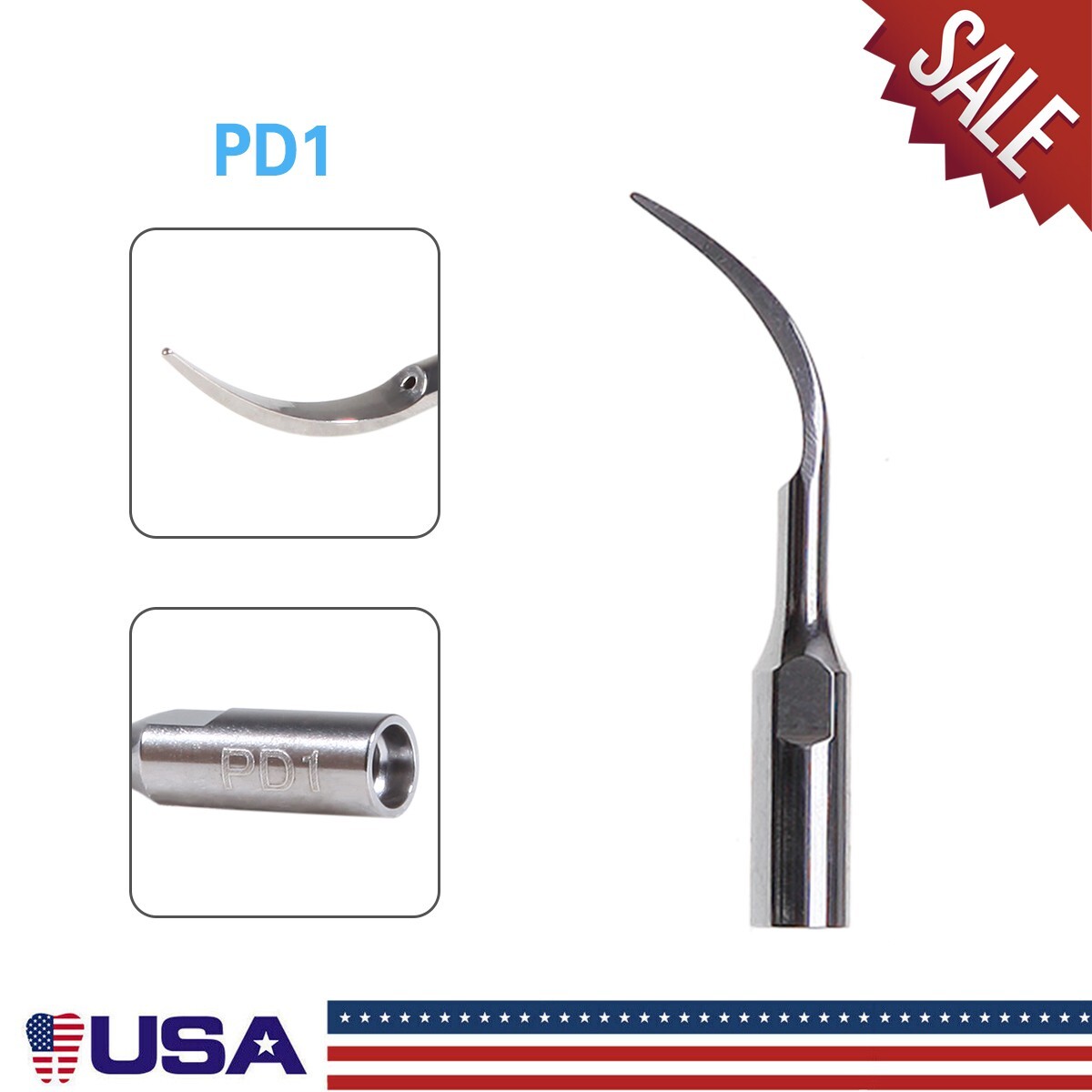 10 * PD1 Dental Ultrasonic Piezo Scaler Perio Tips Fit DTE/SATELEC Handpiece
