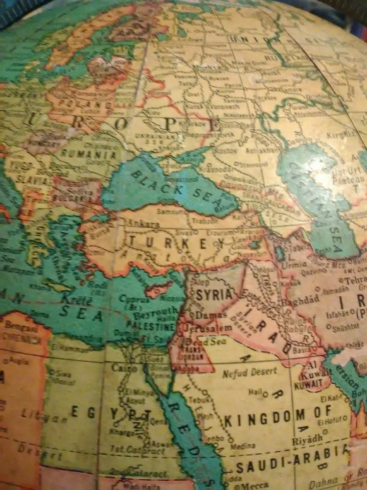 Cram's Universal Terrestrial Globe 12" #3 Desktop Tabletop Geography Vintage