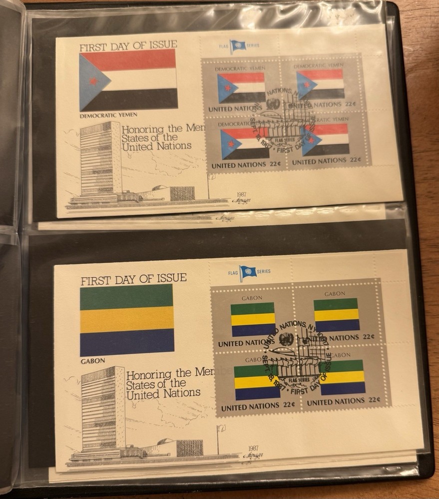 104 Mixed UNITED NATIONS First Day Covers Stamps 1985-1987 W/ Binder. Rare Lot