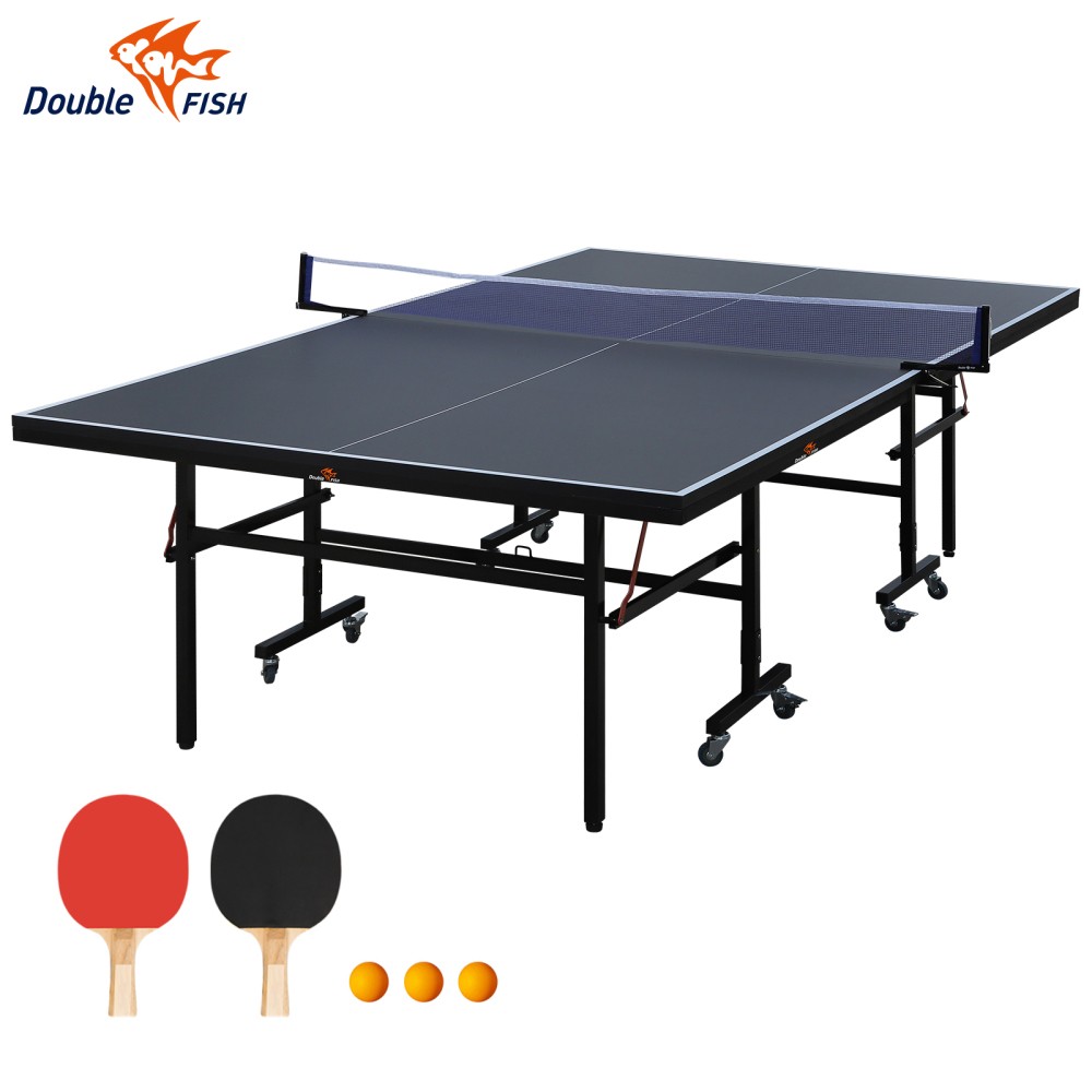 9 Ft Mid Size Table Tennis Table Set,Foldable Ping Pong Table,Single Player Game