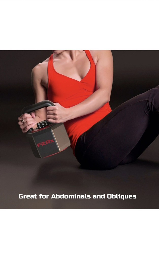 FitRx 25 lbs SmartStack Wide handle Adjustable Kettlebell, 40 lbs, Black