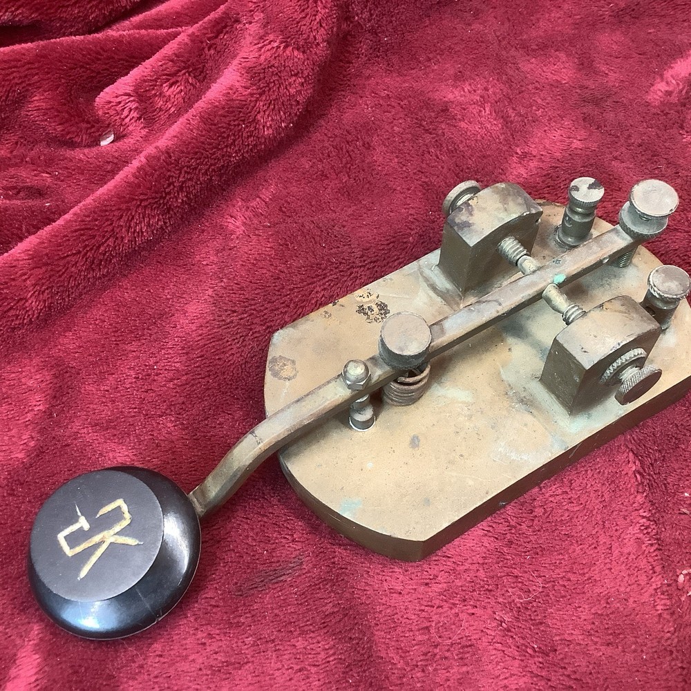 Vintage 3# Heavy Brass Oversized Telegraph Key “CK” Nonelikeit! K1 Key Button