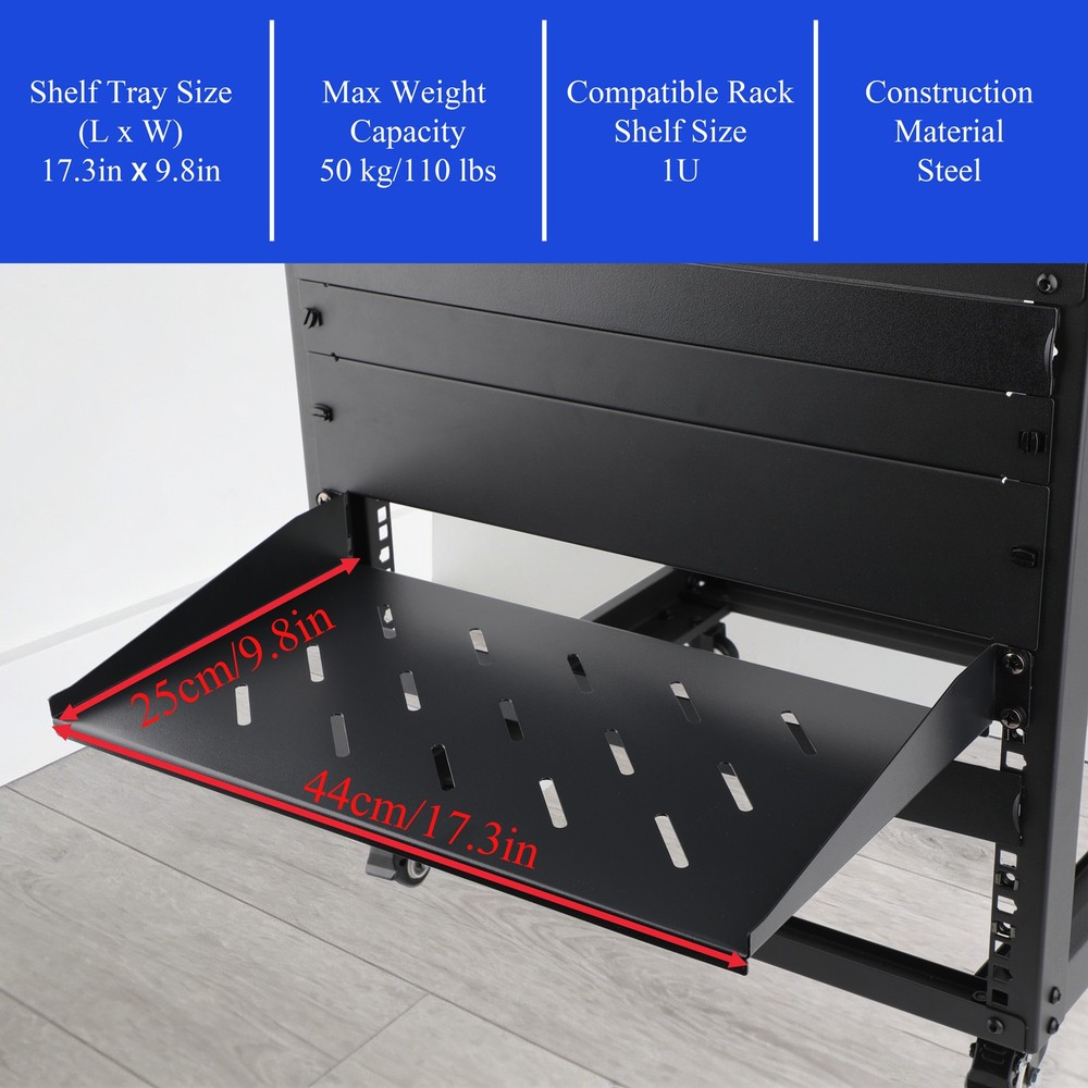 1/2Pcs 19" Rack Mount Fixed Rack Server Shelf 1U Vented Rack Mount Tray