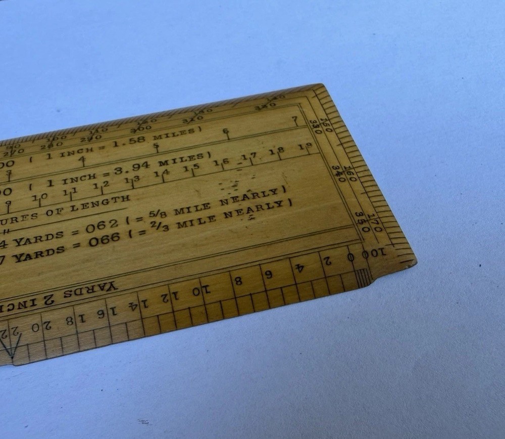 Vintage Original 6" Rectangular Protractor Map Scale Measuring Ruler Old Tool