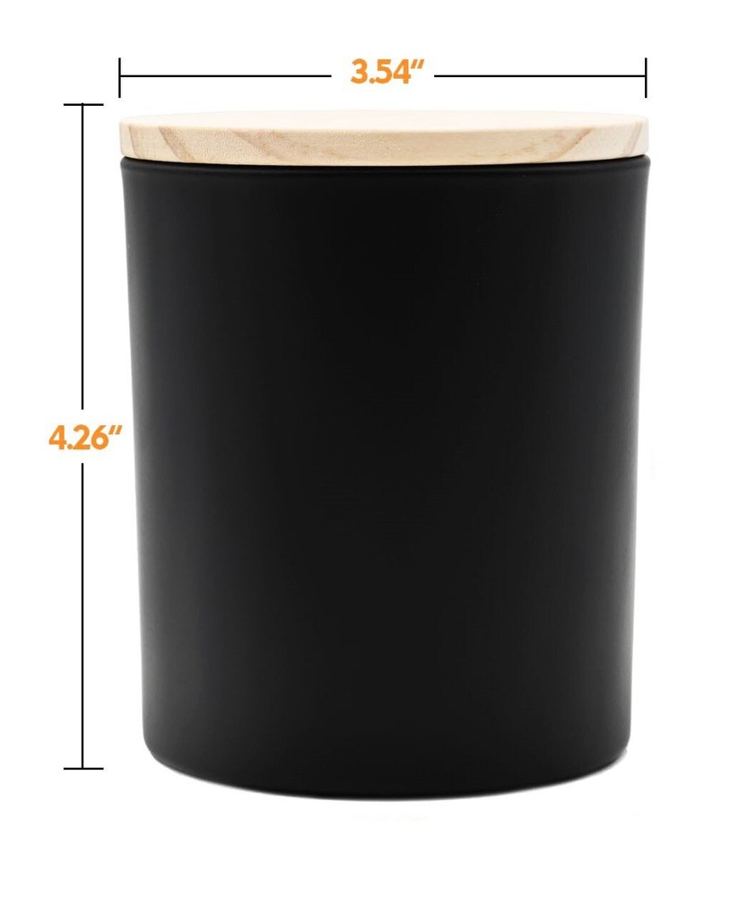 2 Pack 14 oz Multipurpose Empty Glass Jars with Bamboo Lids - Matte Black