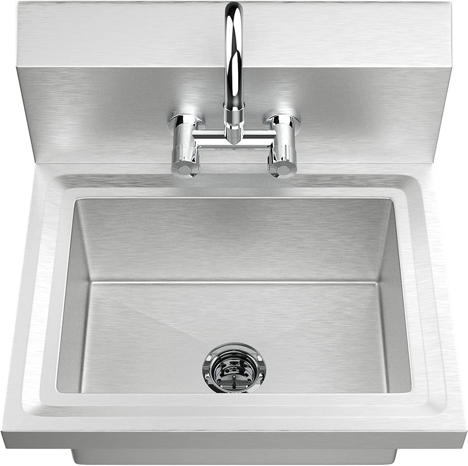 Commercial Sink Hand Washing Basin Stainless Steel Hand Sink w/ Hot&Cold Faucet