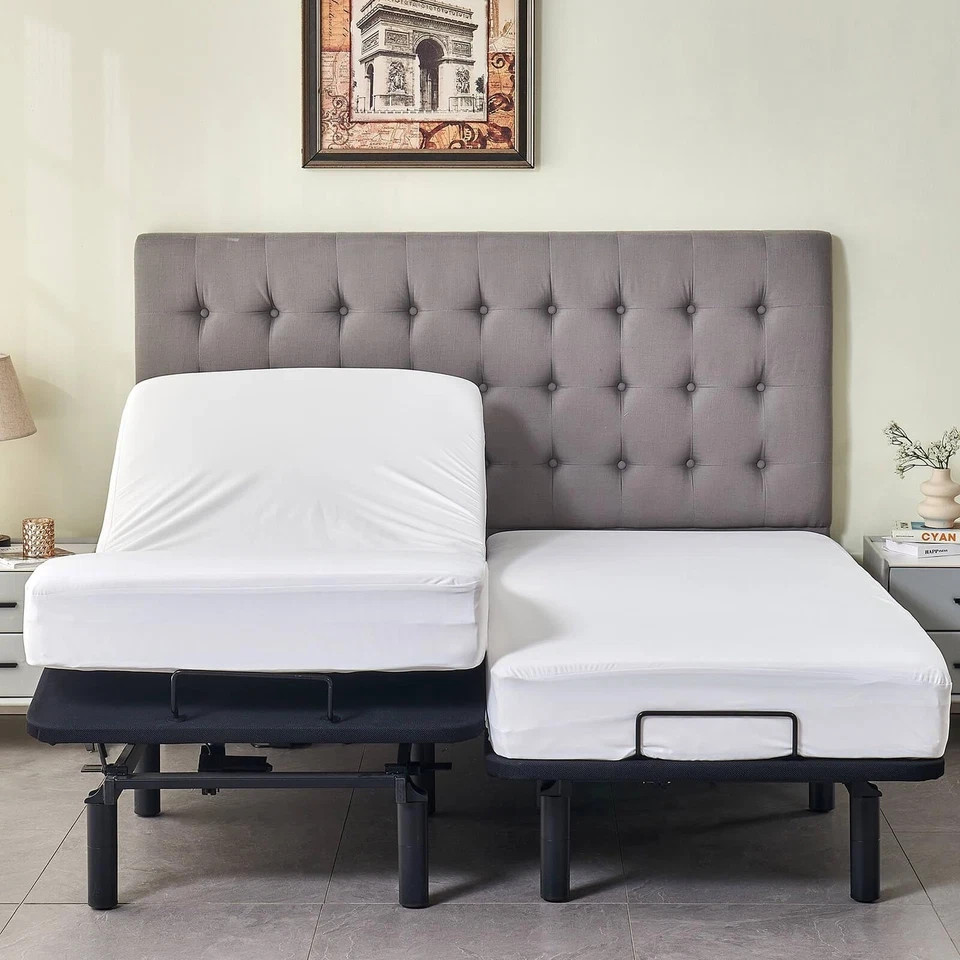Waterproof Split King Mattress Protector for 2x(39x80), White