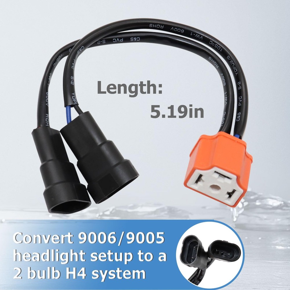 2Pack Headlight Bulb Conversion Plug and Play Wire Adapter Sockets...