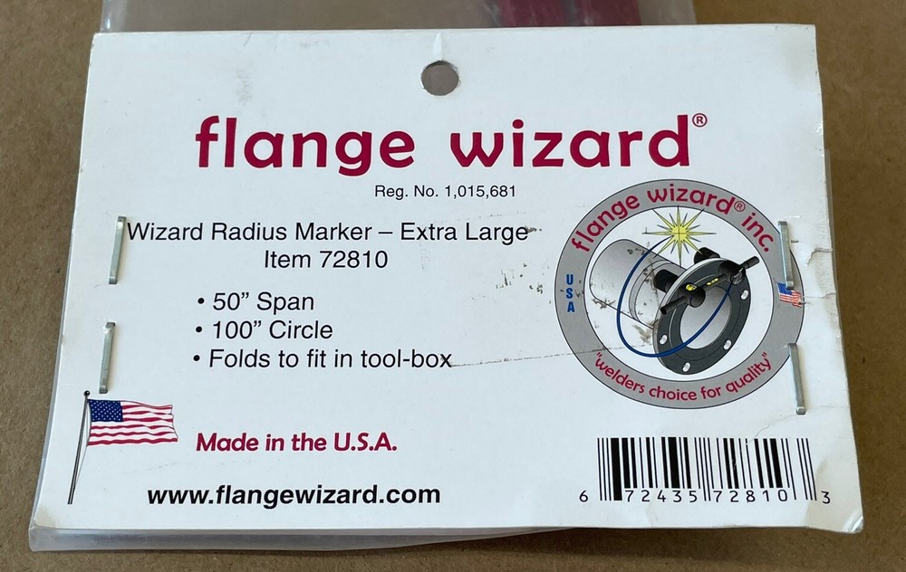 FLANGE WIZARD 72810 ~ Radius Marker ~ Extra Large ~ 50” Span ~ 100” Circle