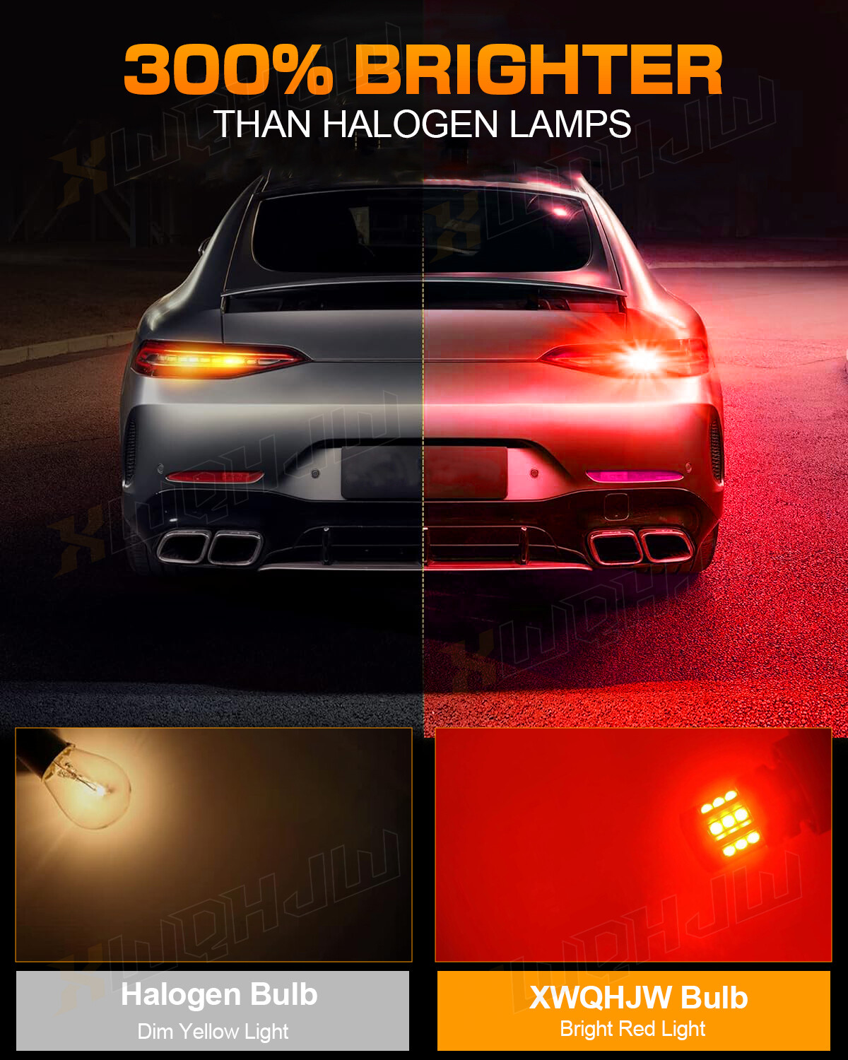 2PCS 7443 7440 LED Strobe Flash Blinking Brake Stop Tail Parking Light Bulbs Red