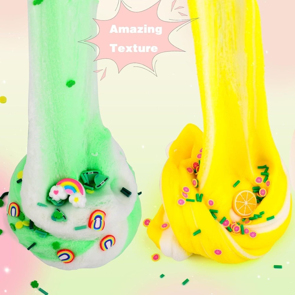 Cloud Slime Kit 5 Pack, with Rainbow Lemon Coffee Slime Charms, DIY