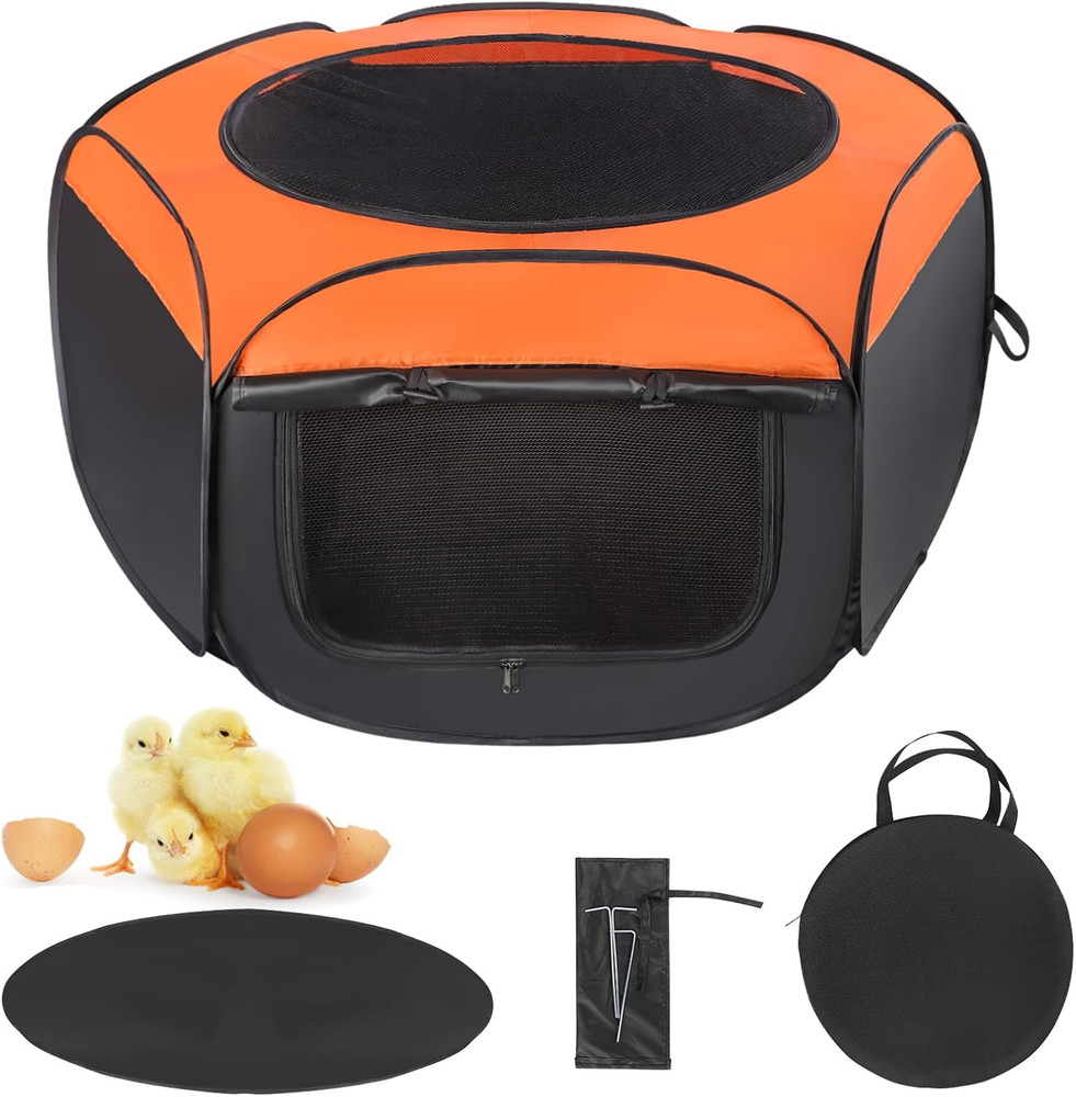 Chick Brooder Box, Upgrade Double Door Brooder Box for Chick Starter Kit, Pop-Up