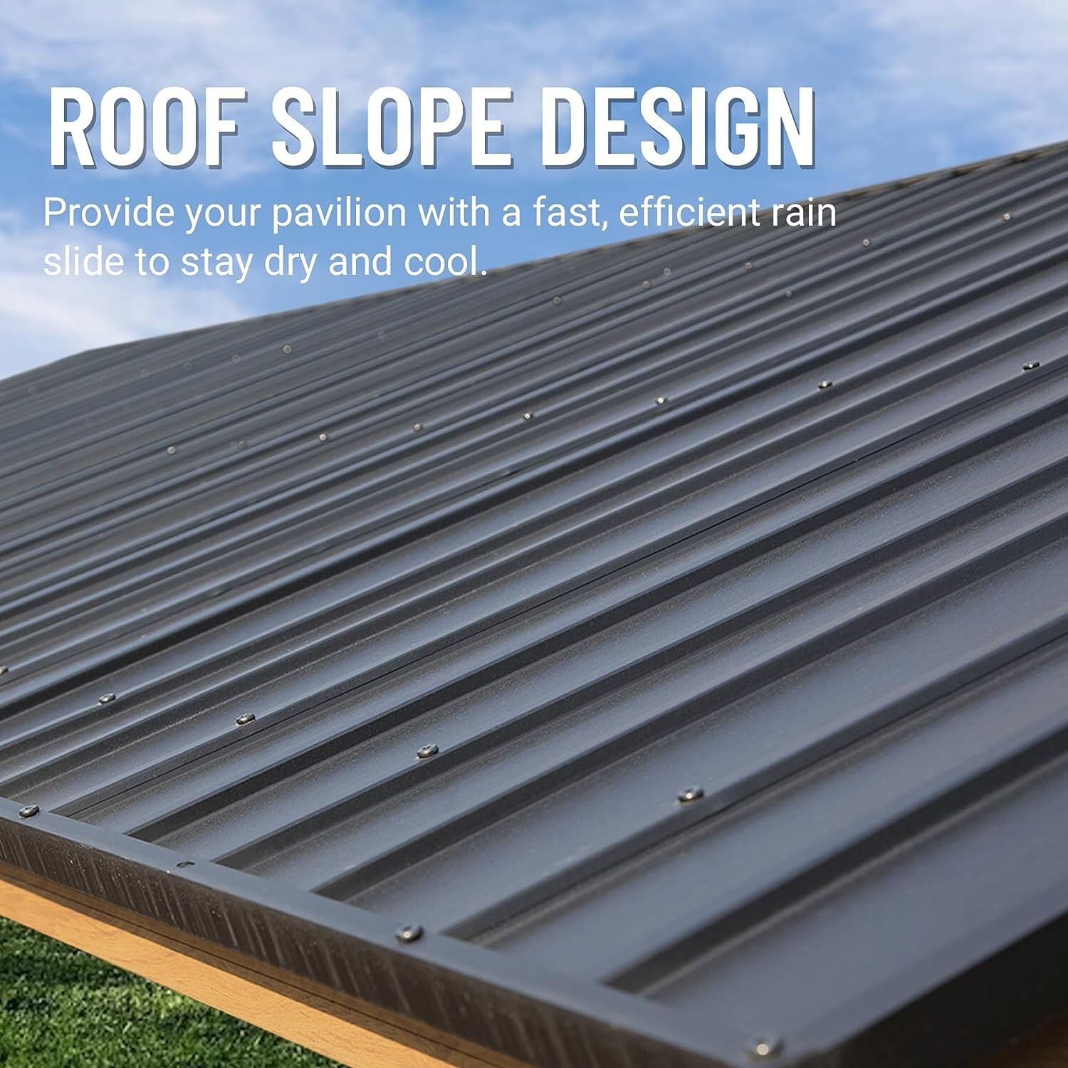 Domi 12' x 14' Outdoor Hardtop Gazebo w/Galvanized Steel Canopy(Wood Looking)