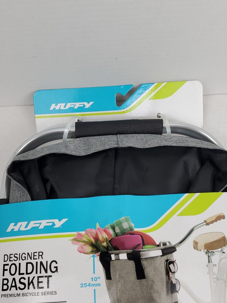 Huffy Designer Foldable Gray Basket with Mounting bracket NEW