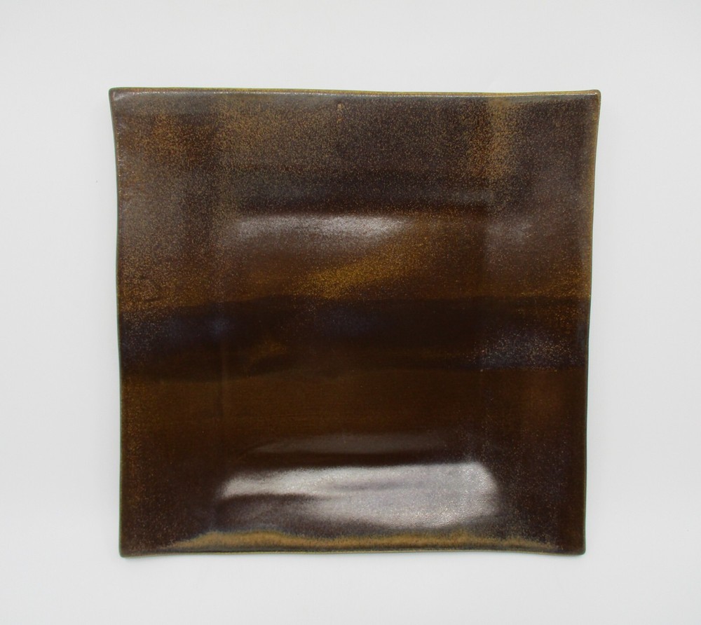 ALEX MARSHALL STUDIOS SQUARE BROWN DINNER PLATE - 10 5/8"  0709I