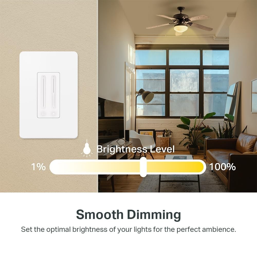 Ceiling Fan Control & Dimmer Switch Adjustable 4-Speed Fan & Brightness Control