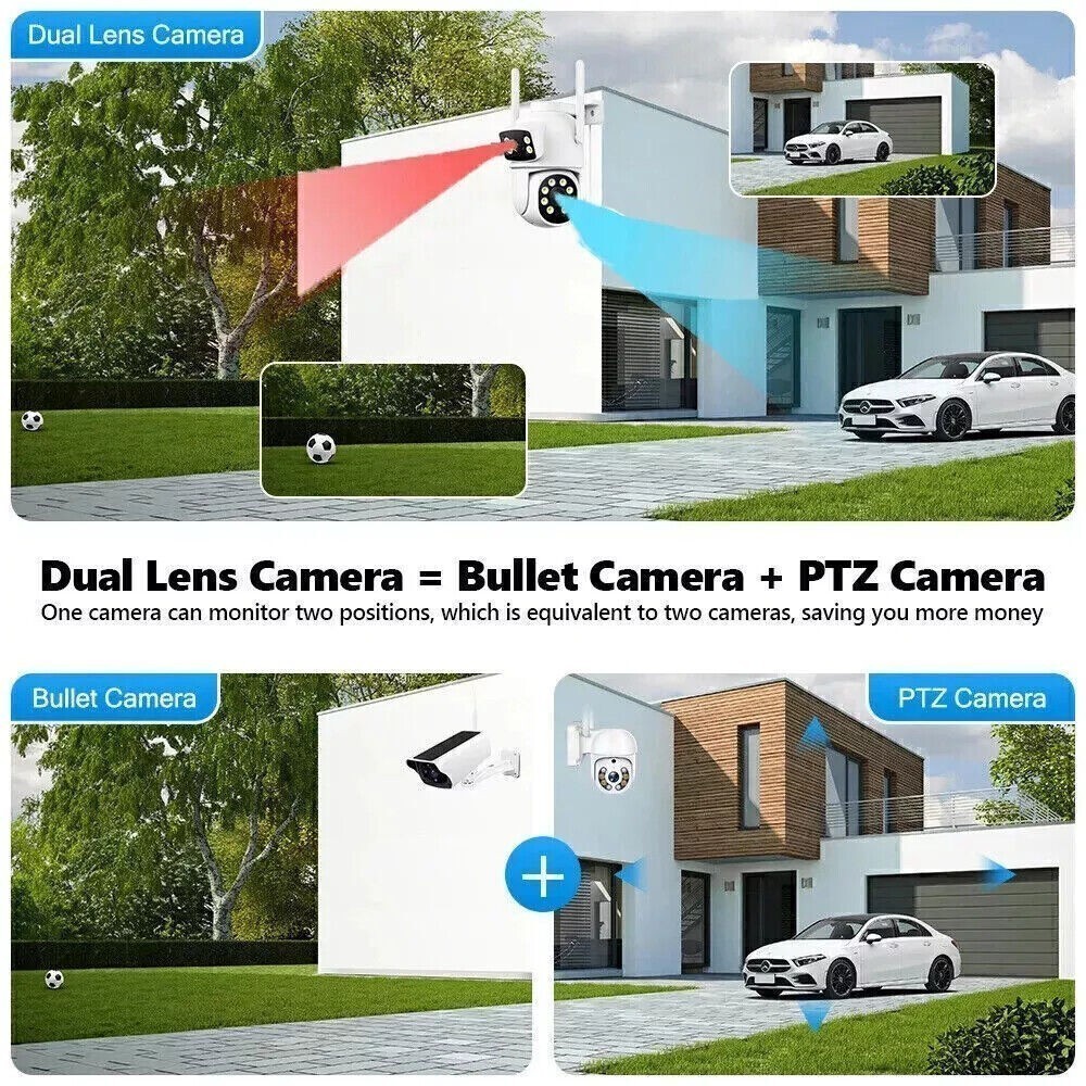 CAMCAMP WiFi Security Cameras PTZ Wireless Closed Circuit Camera System IR Night