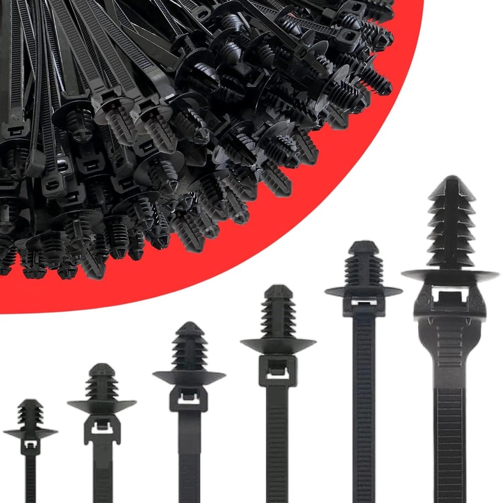 60Pcs Nylon Universal Cable Tie with Buckle Push Mount Zip Tie Mount