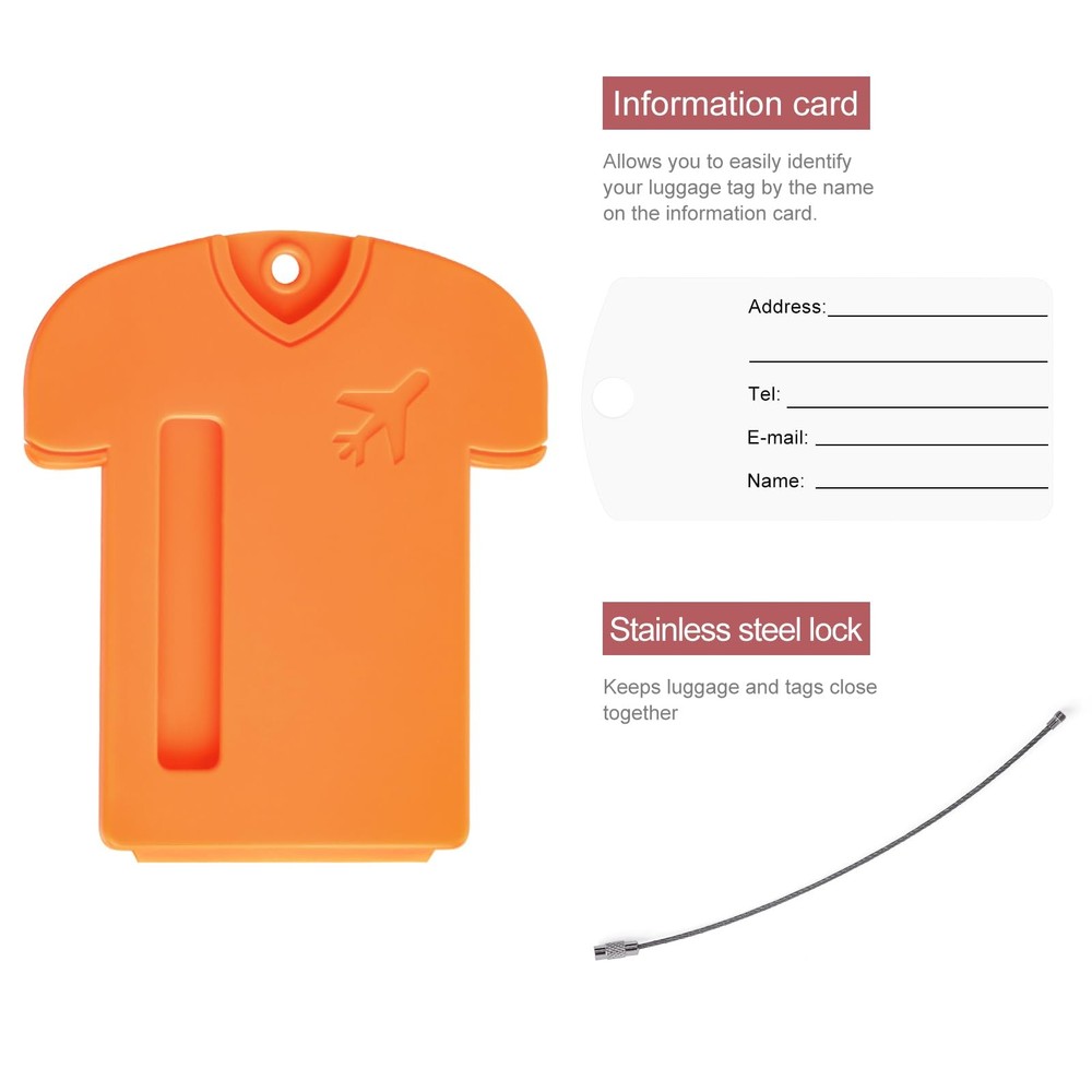 Zuihug 2Pack Personalized Jersey Shaped Plastic Luggage Tags - 2PCS, Orange