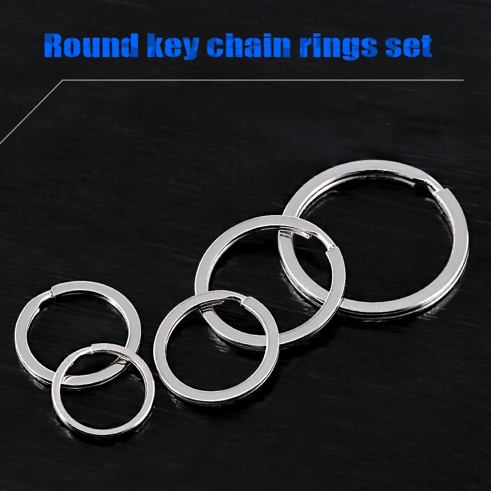 Swpeet 60 Pcs Assorted Multi-Purpose Metal Keychain Rings Split 25, Silver
