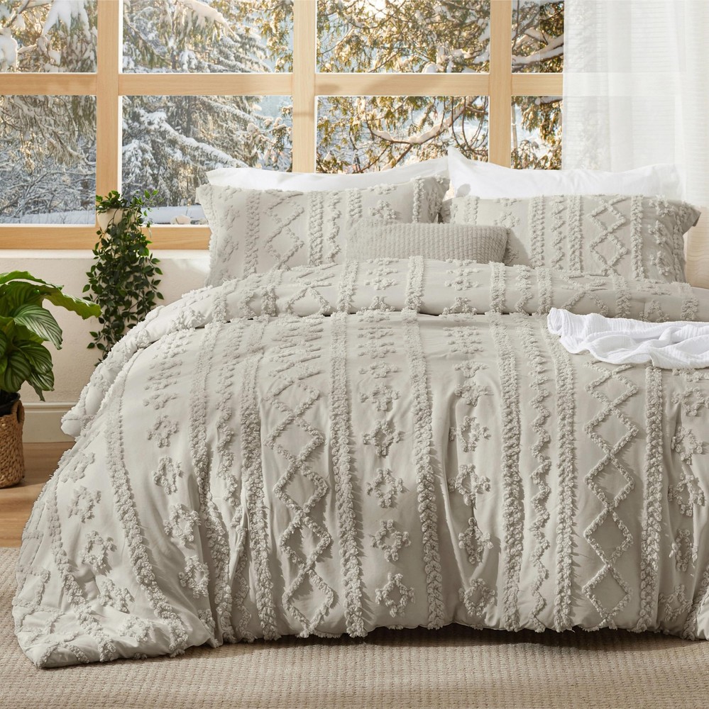 Bedsure Tufted Boho Comforter Set King Size - King, 08 - Linen - Elegant