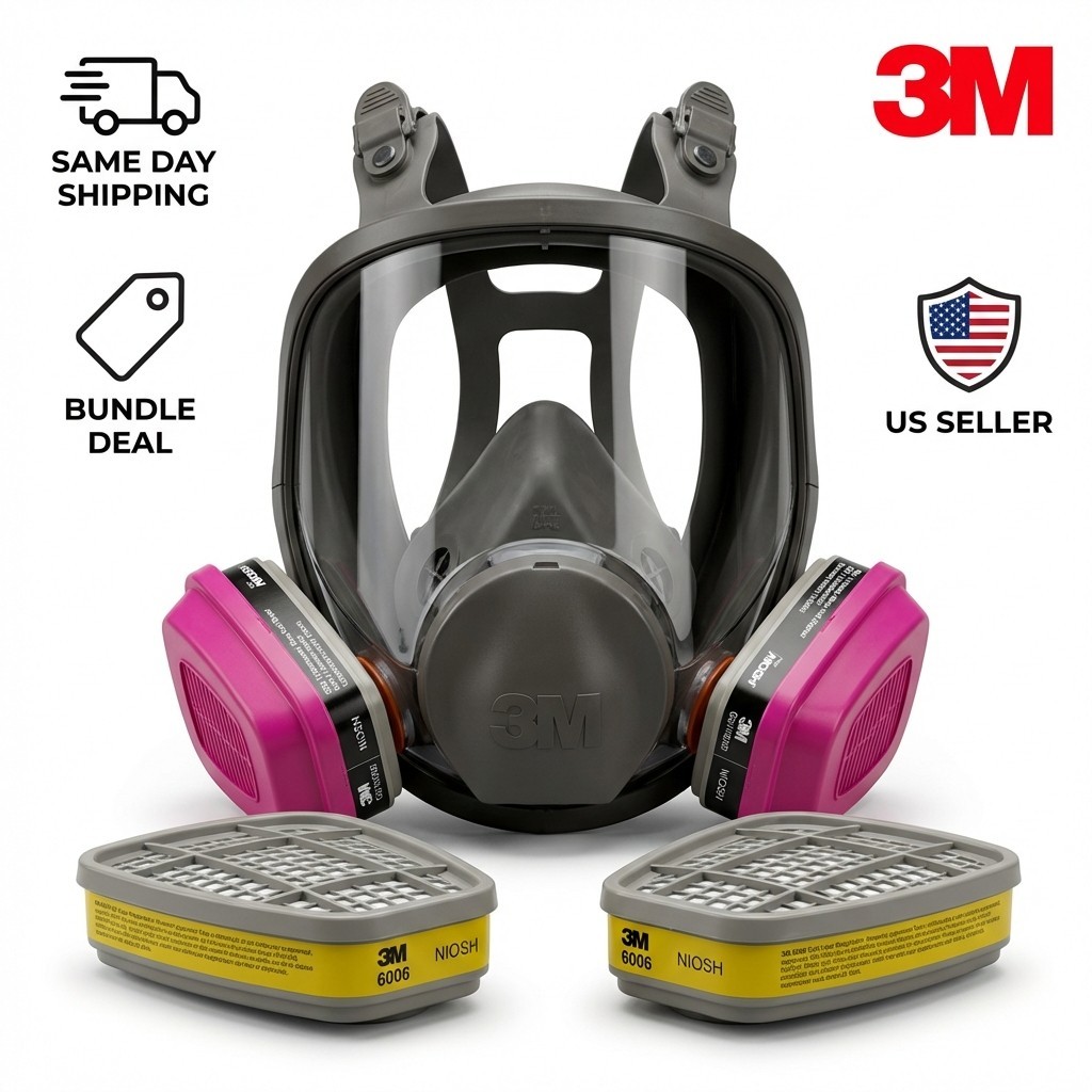 Bundle 3M 6900 LARGE FULL FACE RESPIRATOR MASK & 2 60926 GAS VAPOR+2 6006 Filter