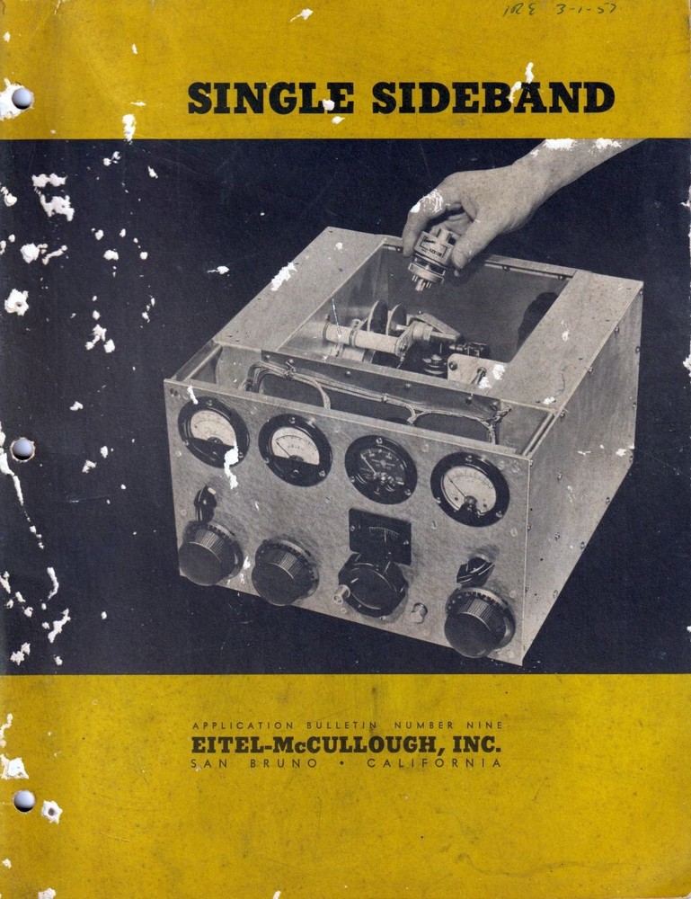 GENUINE ORIGINAL EIMAC CIRCA. 1955 TUBES FOR SINGLE SIDEBAND DATA MANUAL