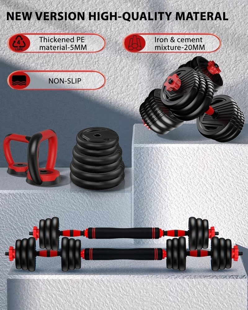 Adjustable Dumbbells (10-90lbs) - Multi-Functional Exercise Kit
