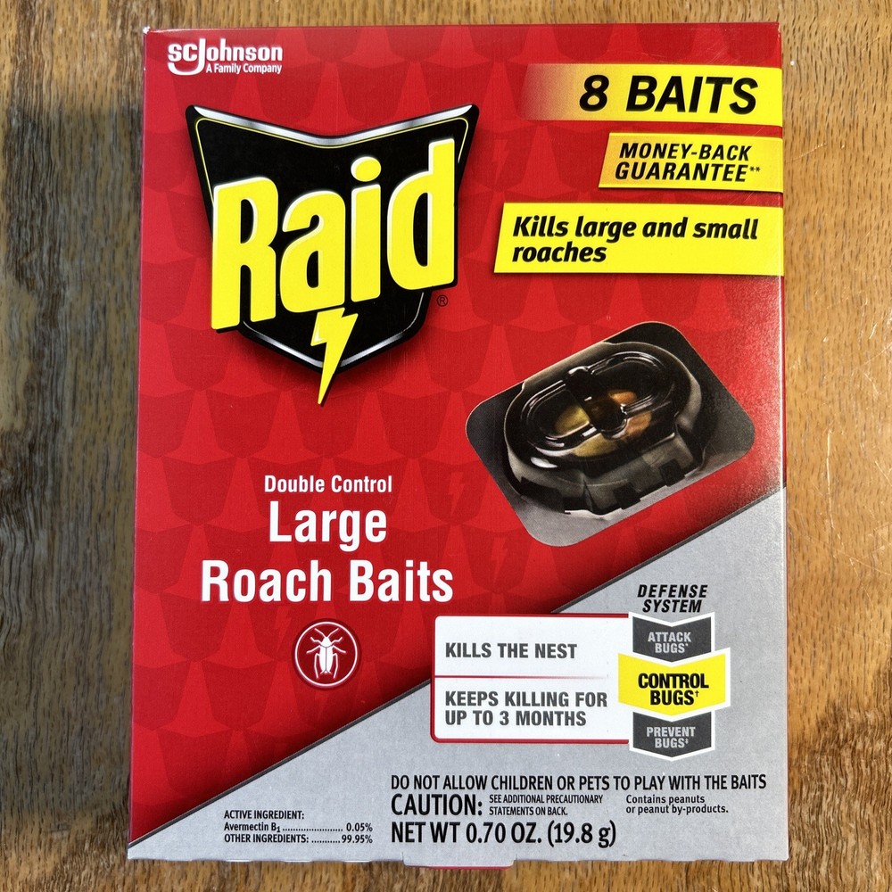 2 Pack - Raid Large Roach Baits Double Control Defense System 8 Baits/Pack