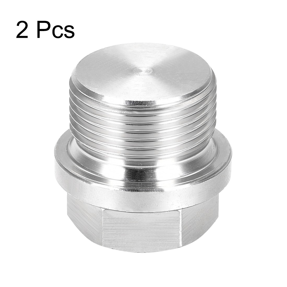 2Pcs M24 x 1.5 Male Hex Head Plug 304 Stainless Steel Solid Thread Pipe Fitting