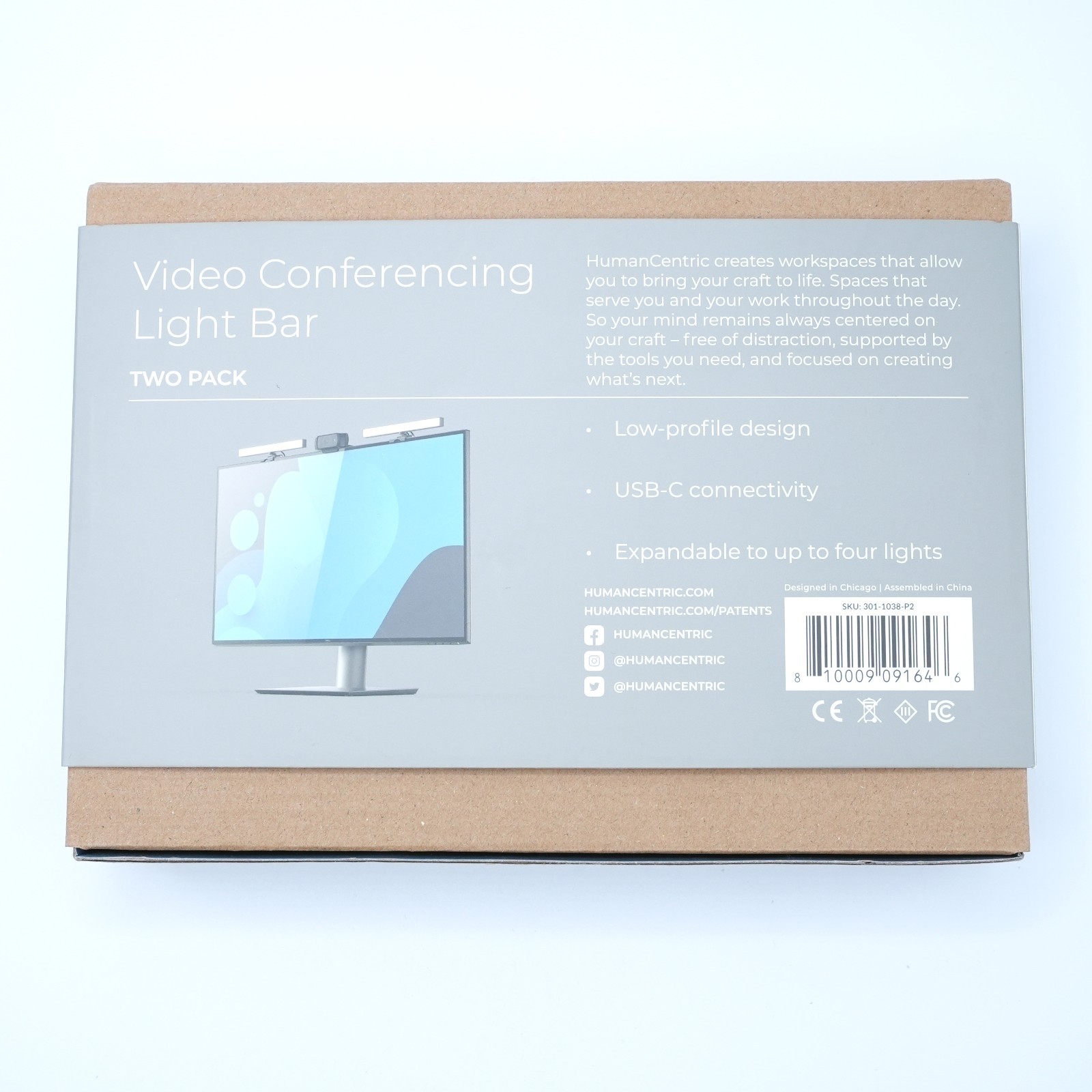 HumanCentric Video Conference Lighting - Double Kit (2-Pack) - LED Webcam Light