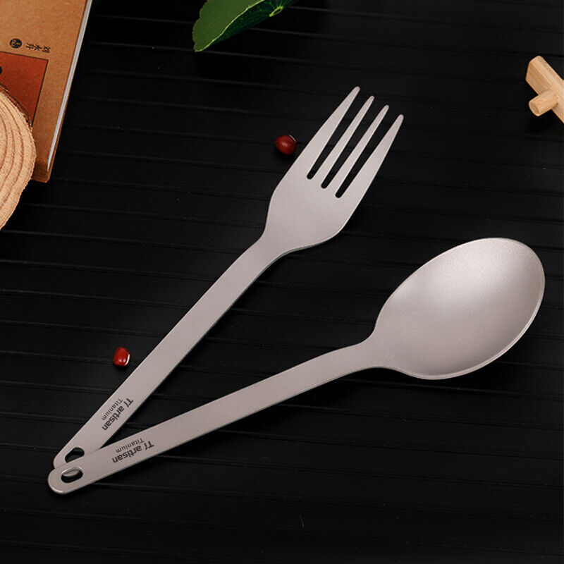 Titanium Flatware Portable Spoon Fork Camping Cutlery Set Ultralight Outdoor
