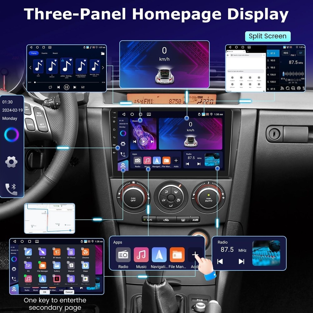 [4+64G] Upgrade Stereo for Mazda 3 2004-2009, 9 inch IPS Touchscreen Android ...