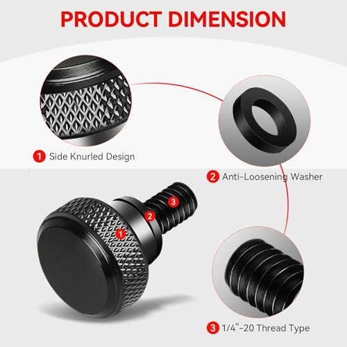 Black Quick Release Bolt for Motorcycle Seats - Stainless Quick Release Fender