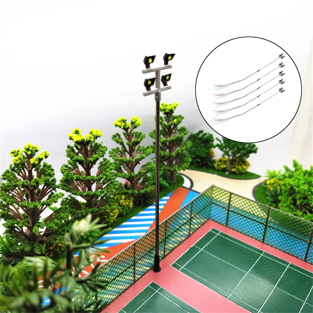 5PCS 1:100 Train Light Railway LED Lamp Post Building Scenery Layout Model