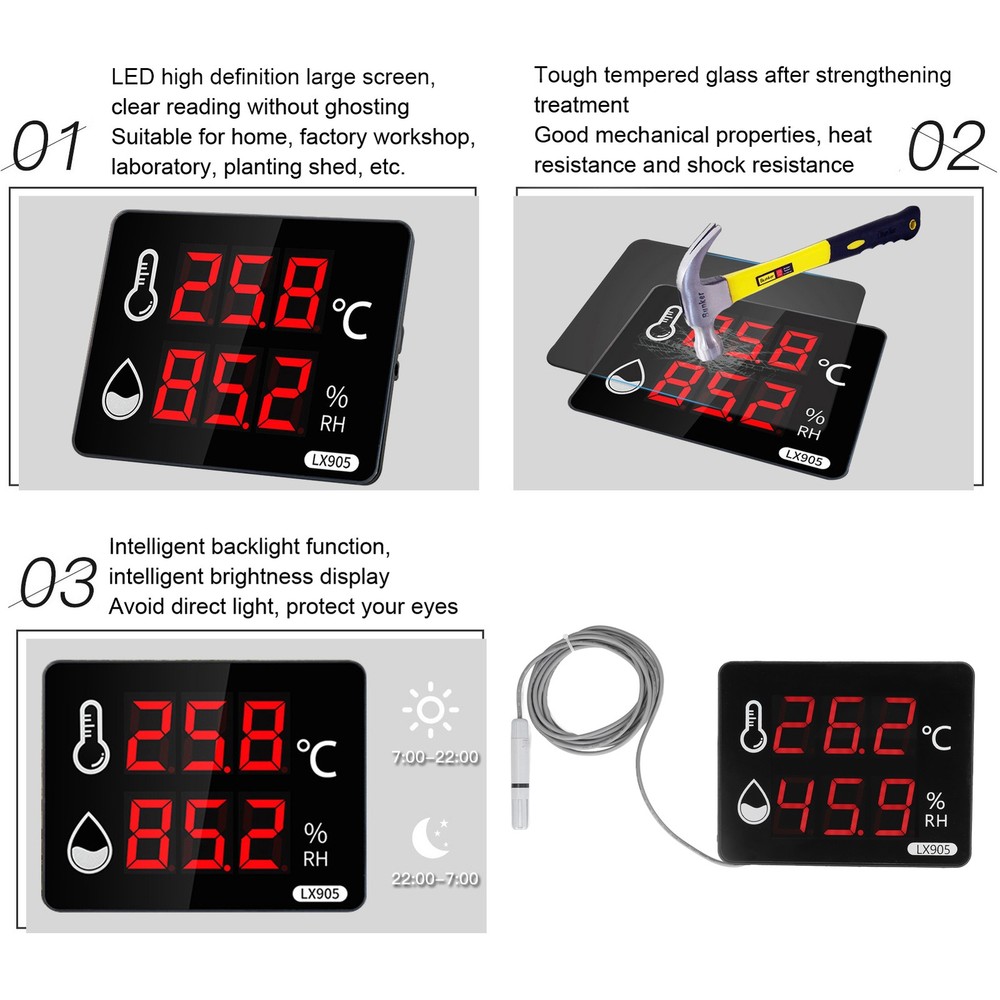 LED Digital Temperature Humidity Sensor For Home Workshop Factory Popular
