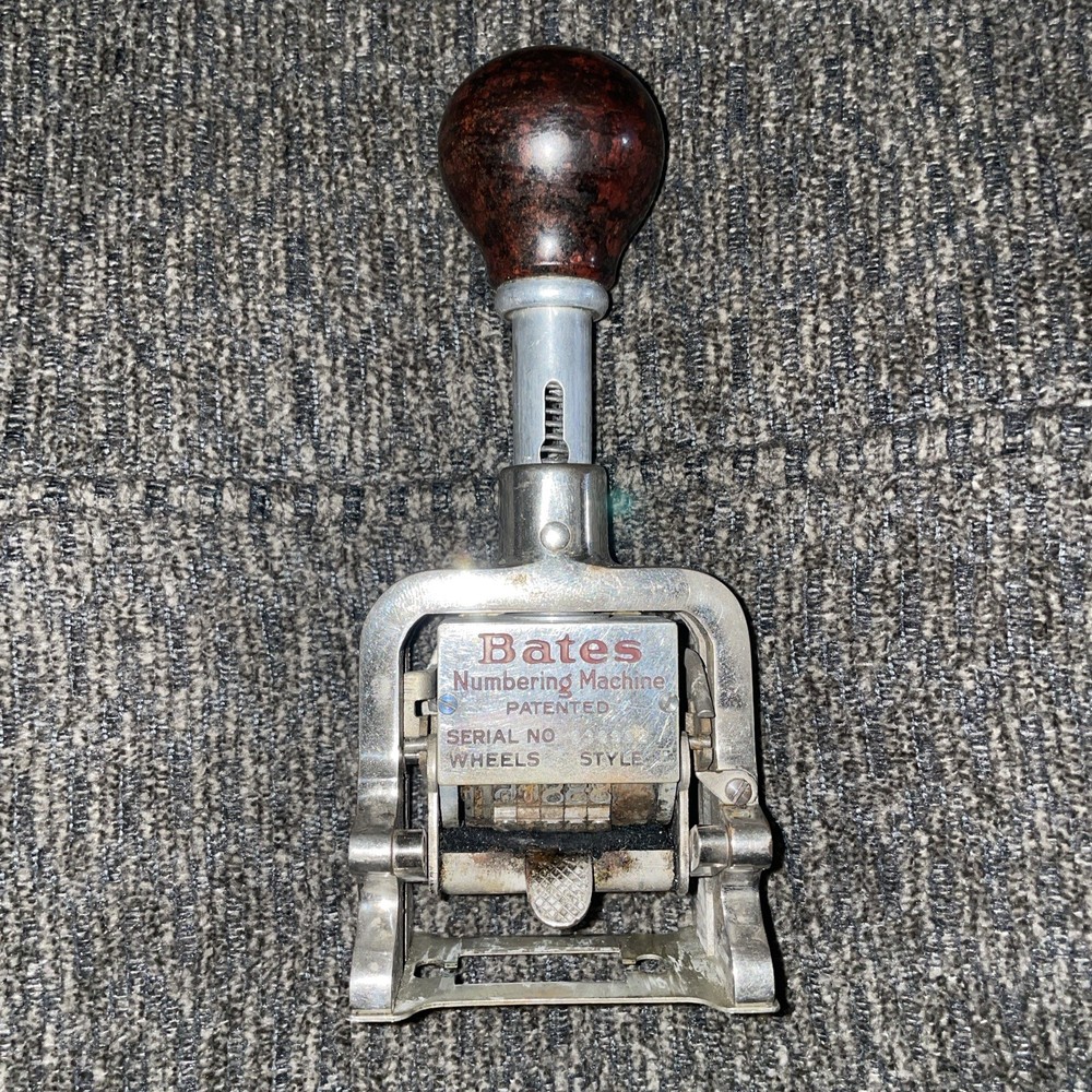 Antique Bates Numbering Machine Stamp Consecutive / Repeat