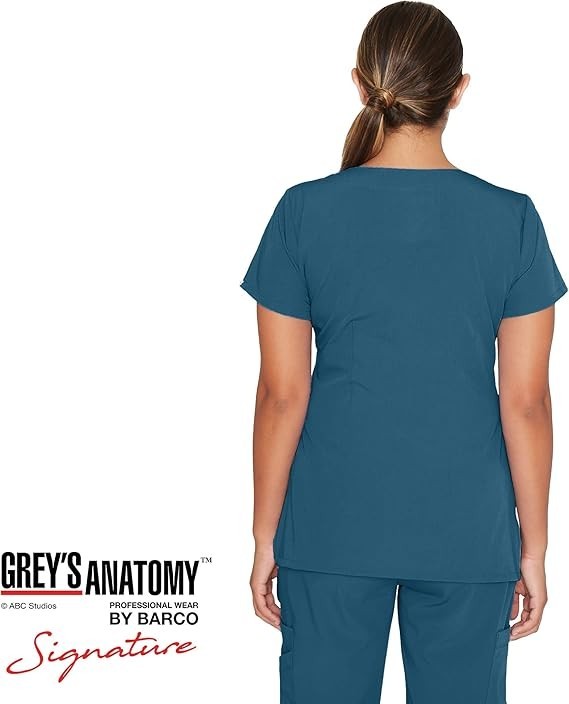 GREYS ANANTOMY SIGNATURE WOMEN MOCK WRAP SCRUB TOP IN BAHAMA IN ALL SIZES #2130