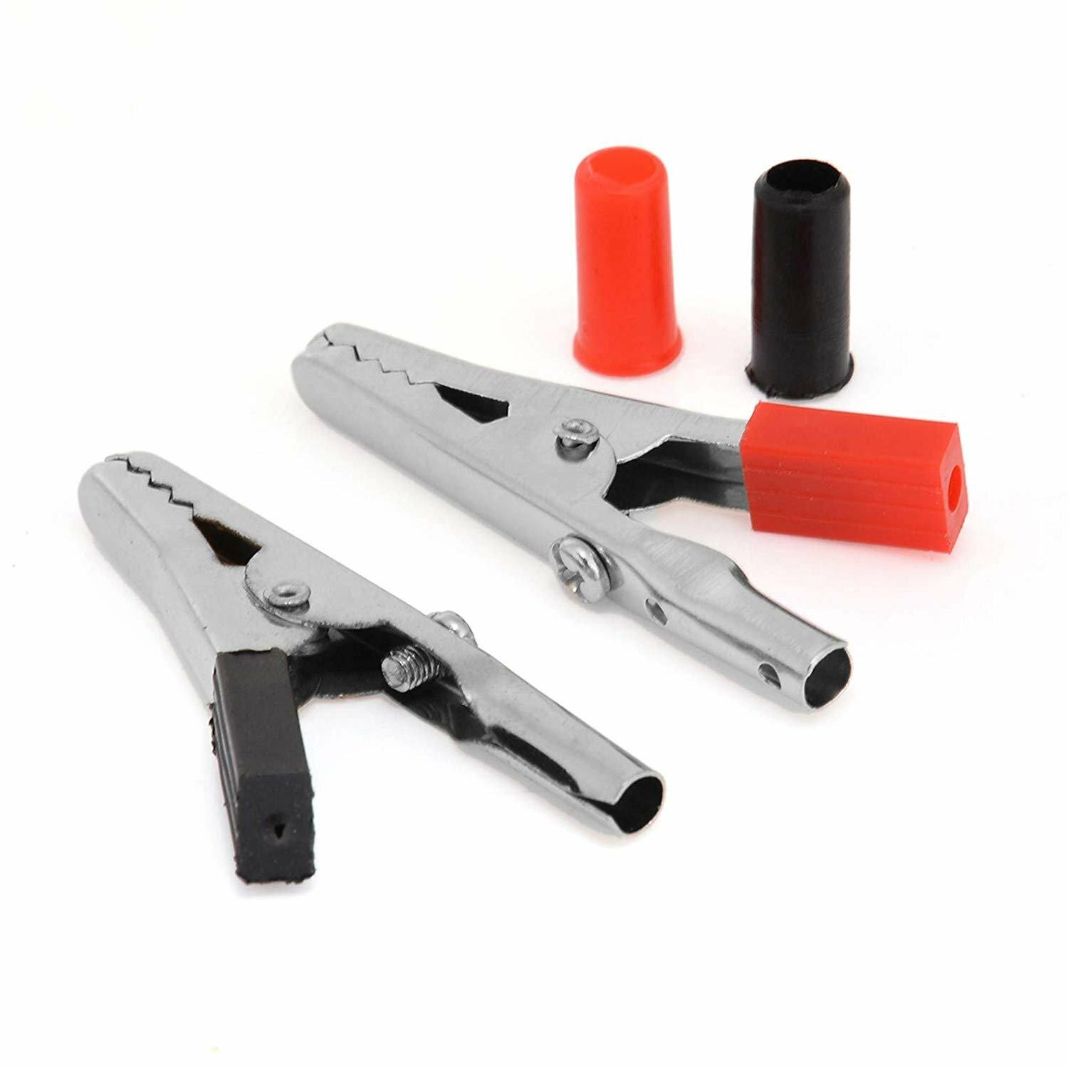 20 Pcs Electrical Test Clamps Metal Alligator Clips with Red & Black Handle Bulk