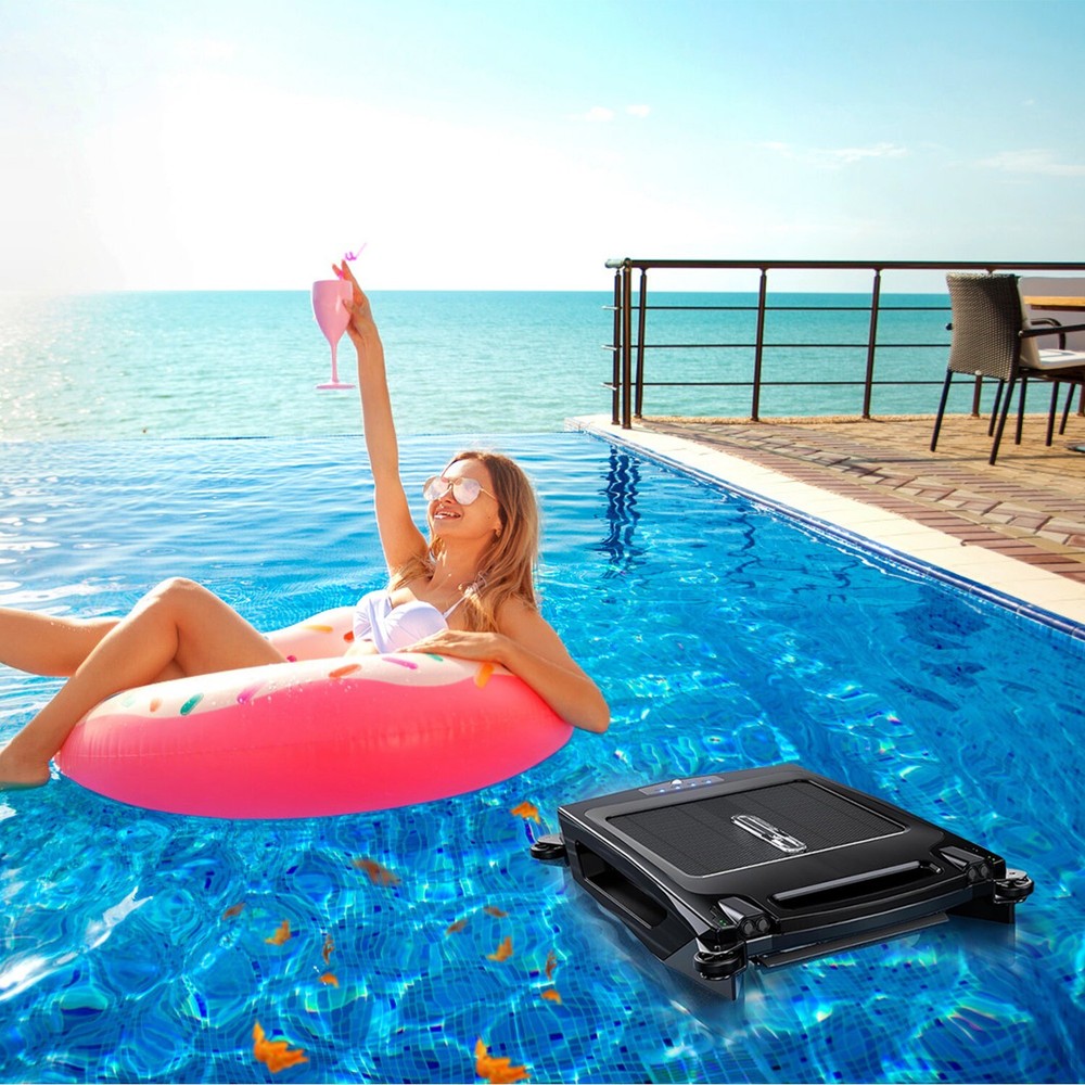 Solar Powered Robotic Pool Skimmer Swimming Pool Surface Surface W/APP+2 Modes