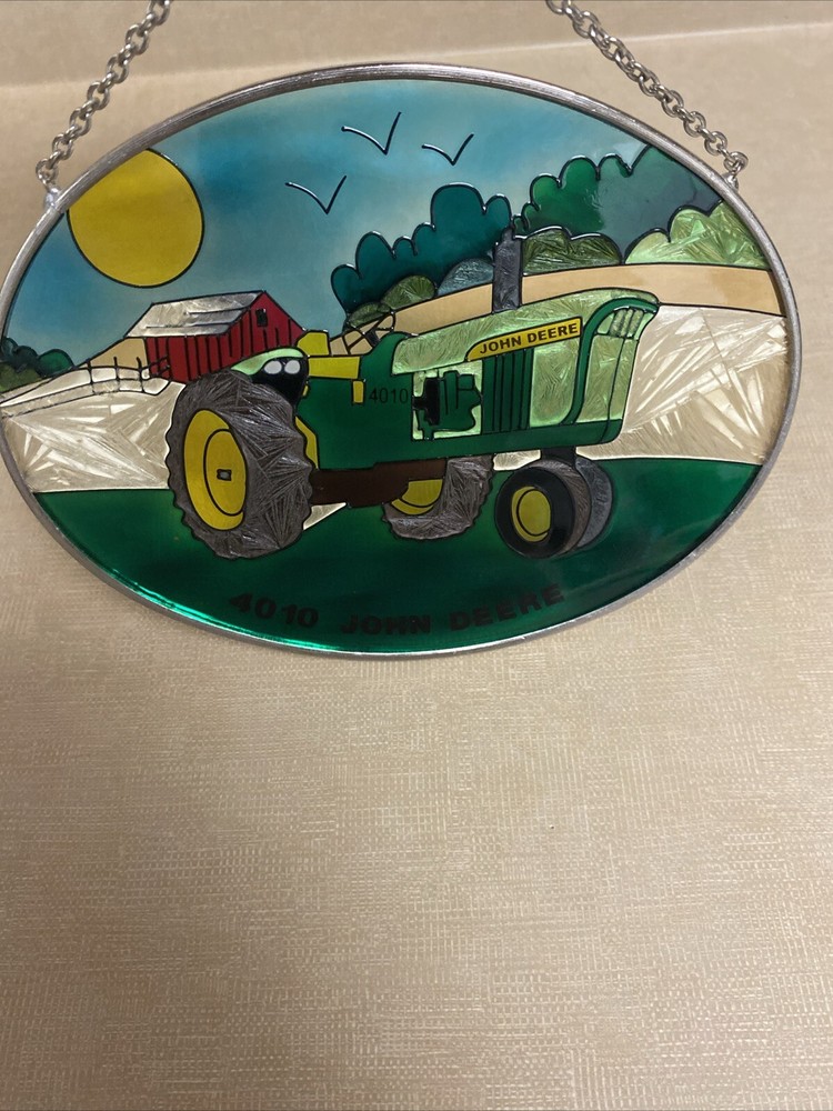 John Deere Decor Stained Glass Hanging Piece