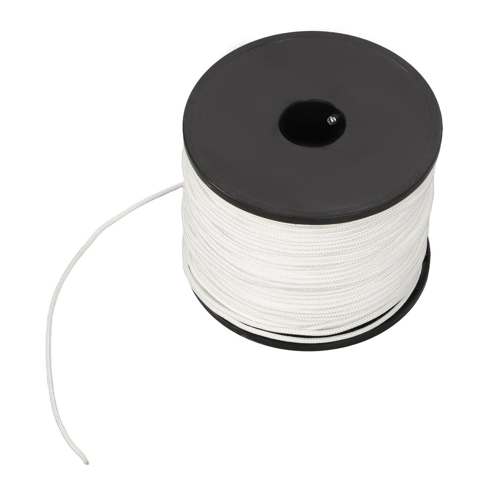 1/8 in White Dacron Polyester Cord - 500 Foot Spool Industrial Solid Braid Rope