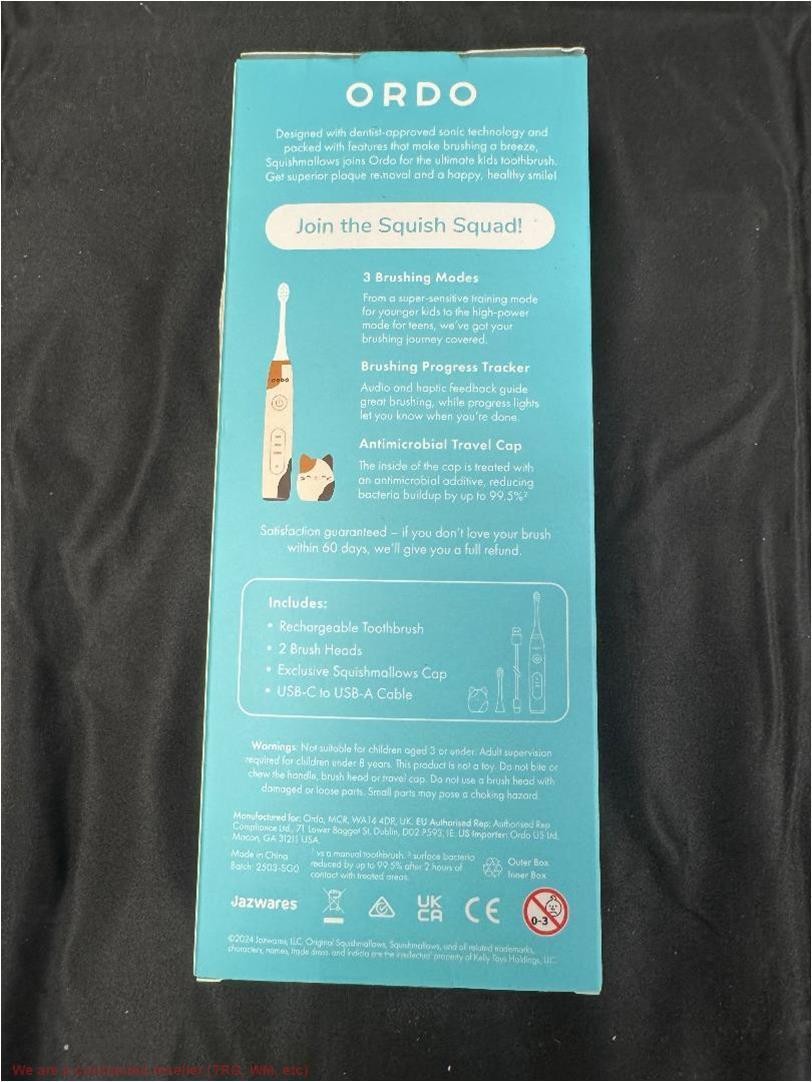 ORDO Sonic Kids Rechargeable Toothbrush - Squishmallows Cam - White