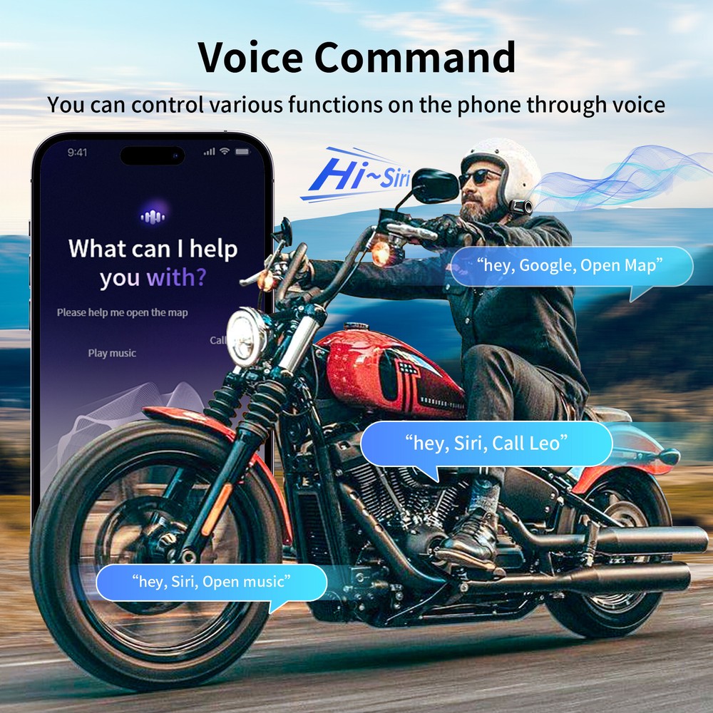 2000m 10 Riders FX7 Motorcycle Intercom Headset Bluetooth Helmet Communication