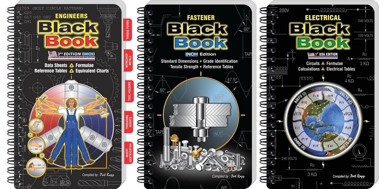 BLACK BOOK TRIO... ENGINEERS + FASTENERS + ELECTRICAL BOOKS (ENGINEERING)