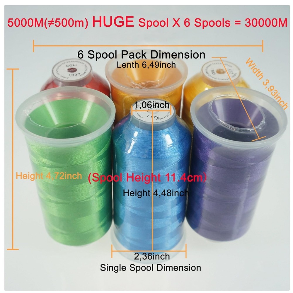 Ideal Weight & Length Polyester Embroidery Thread - 6 Pack