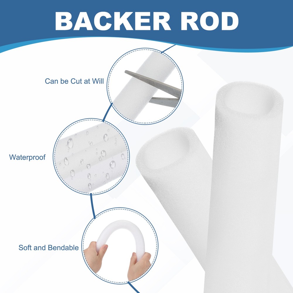 2pcs 1-3/5"x2"x6.6Ft White Insulating Foam Pipe