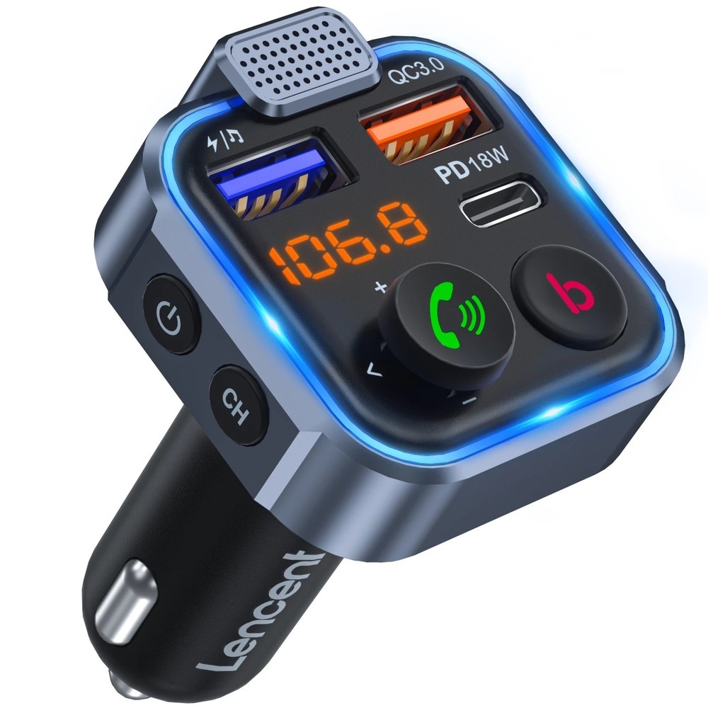 Bluetooth 5.0 Car Wireless FM Transmitter Adapter 2USB PD20W Charger Hands-Free